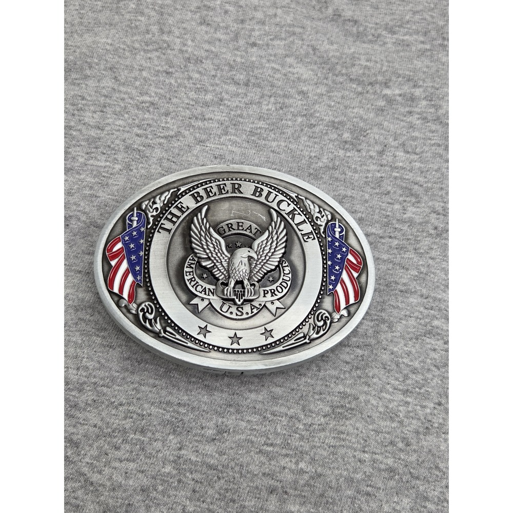 The Beer Buckle Coaster Patriotic Eagle Flag Novelty Belt Buckle